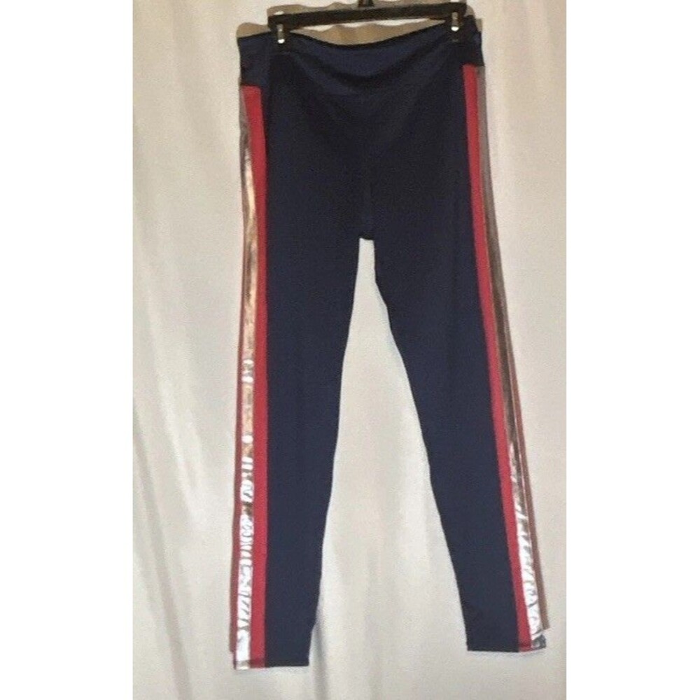 Marvel Hero Elite Womens XL Compression Leggings Captain America Blue Red Stripe